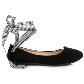 Ch. Creation Ballerines en daim à ruban le noir