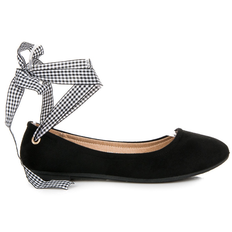 Ch. Creation Ballerines en daim à ruban le noir