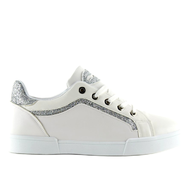 Baskets blanches et argentées pour femmes BM1972 BLANC / ARGENT
