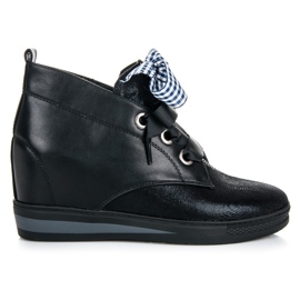 Vinceza Baskets noires à ruban le noir