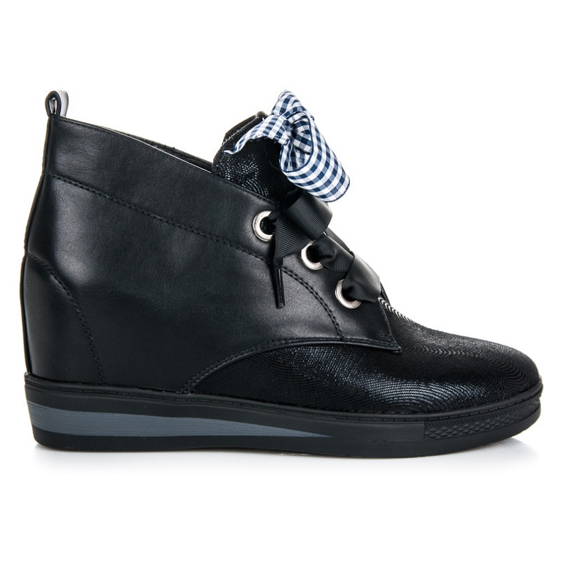 Vinceza Baskets noires à ruban le noir