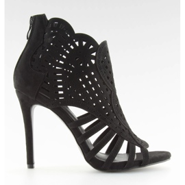 Bottines noires bout ouvert bout ouvert M286 Noir