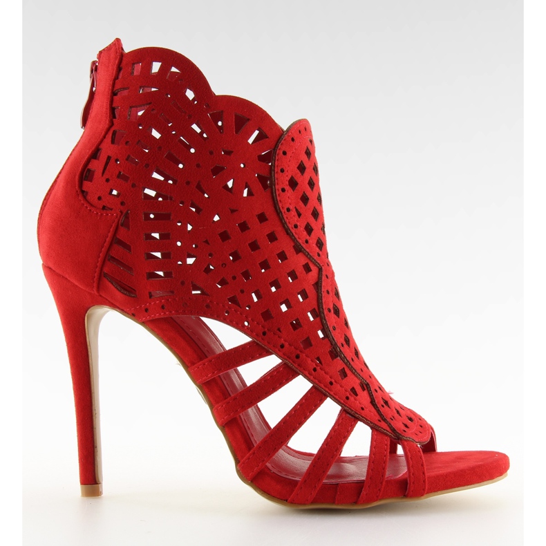 Bottines à bout ouvert rouge M286 Rouge