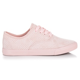 Baskets ajourées en suède rose