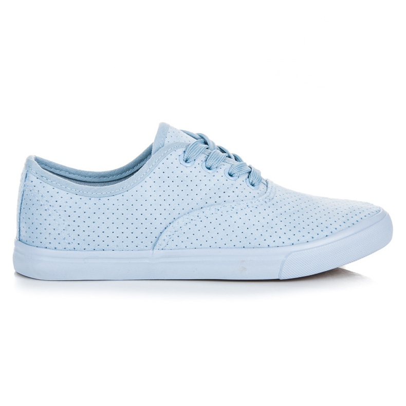 Baskets ajourées en suède bleu