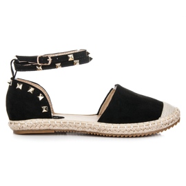 Queen Vivi Sandales plates espadrilles noir