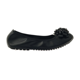 Filippo Ballerines à nœud et perles noires le noir