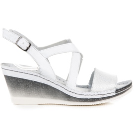 Vinceza Sandales compensées en cuir blanche