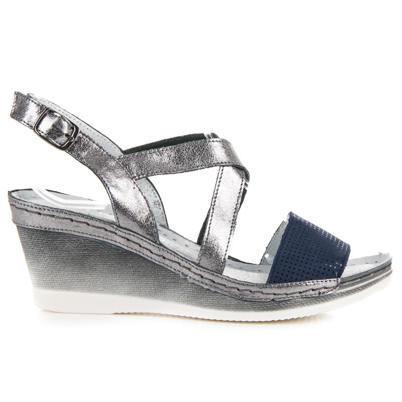 Vinceza Sandales compensées en cuir gris