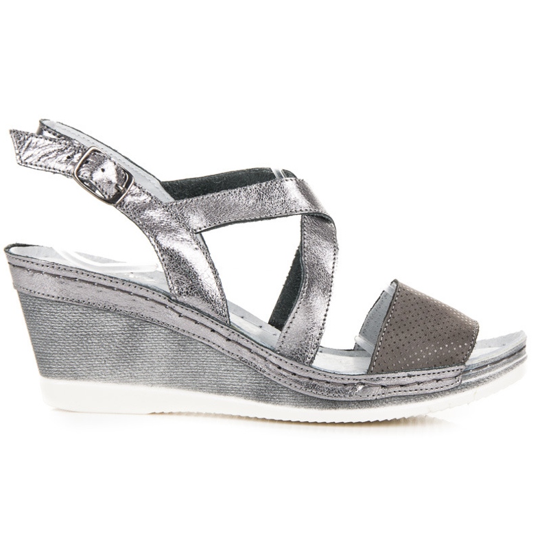 Vinceza Sandales compensées en cuir gris