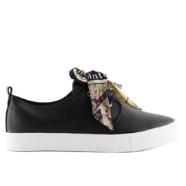 Noir XL09P Baskets noires nouées par un ruban le noir