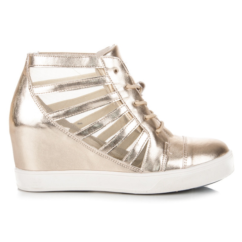 Kylie Baskets compensées dorées d'or