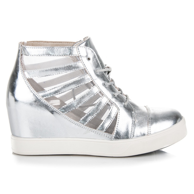 Kylie Baskets compensées argentées gris