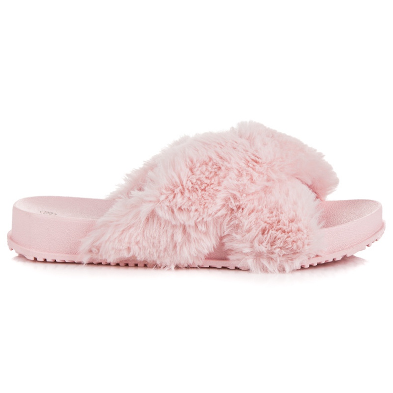 Pantoufles en fourrure élégantes rose Pantoufles en fourrure élégantes rose