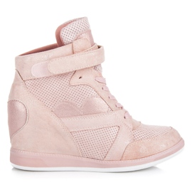 Vices Baskets compensées nouées rose
