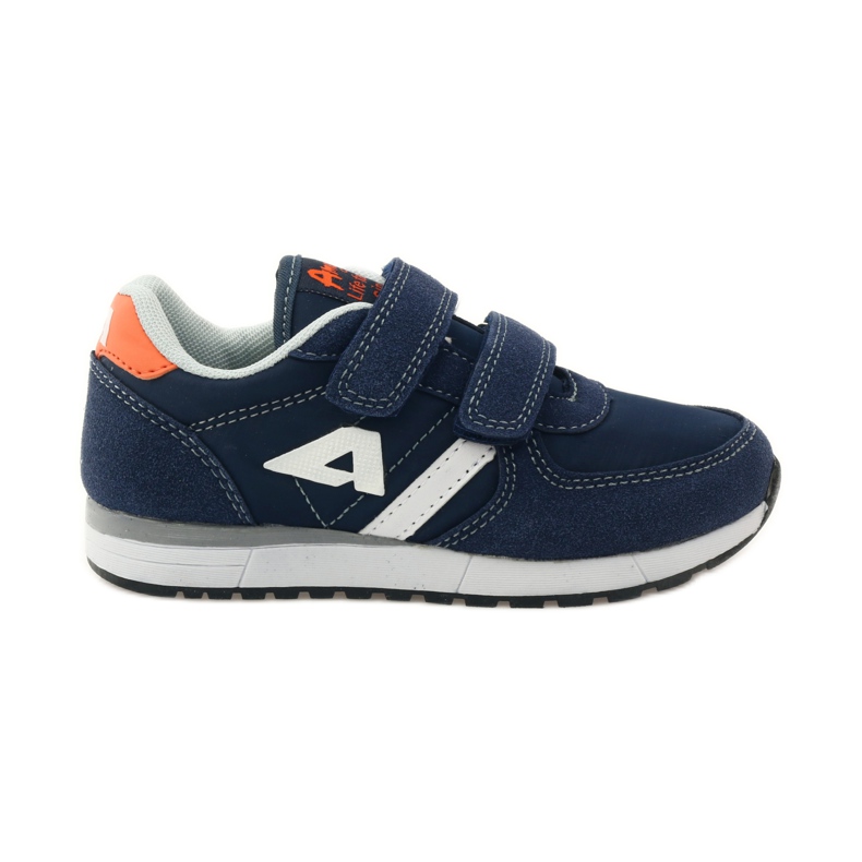 American Club Chaussures de sport à semelle intérieure en cuir américain bleu marin orange blanche