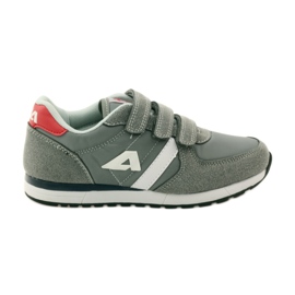 American Club Chaussures de sport à semelle intérieure en cuir américain rouge gris blanche