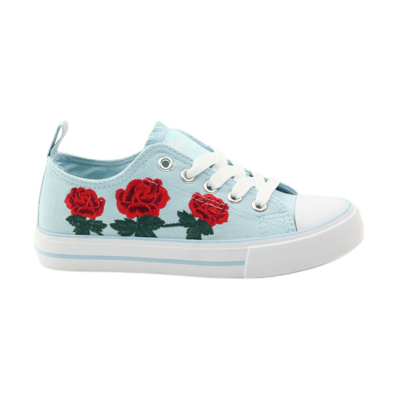 American Club Sneakers avec roses brodées American 17035 rouge bleu blanche