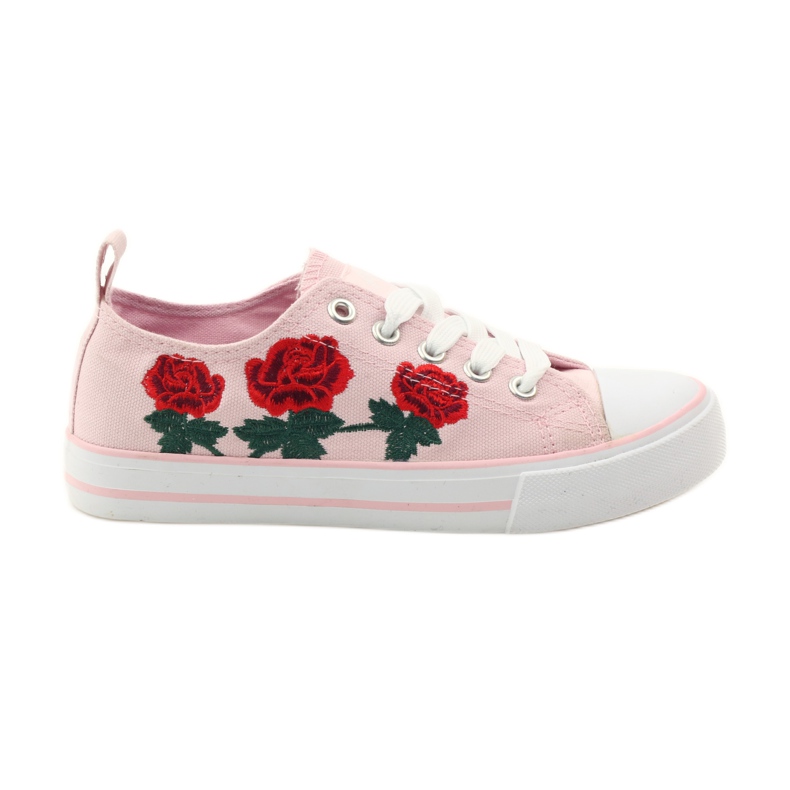 American Club Sneakers avec roses brodées American 17035 rouge vert