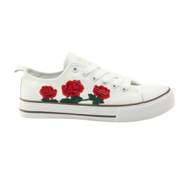 American Club Sneakers avec roses brodées American 17035 rouge blanc
