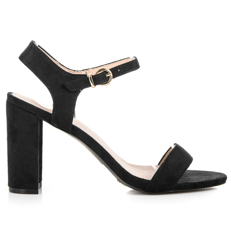 Vinceza Sandales noires sur le poteau le noir