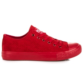 Baskets en daim rouges