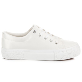 Kylie Baskets en satin sur la plate-forme blanc