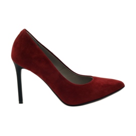 Edeo Pompes en cuir pour femmes sur Szpilka 3162 Bourgogne rouge Edeo Pompes en cuir pour femmes sur Szpilka 3162 Bourgogne rouge