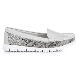 Vinceza Mocassins en cuir imprimé serpent gris Vinceza Mocassins en cuir imprimé serpent gris