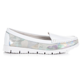 Vinceza Mocassins En Cuir Avec Motif blanche