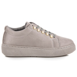 Baskets En Daim Avec Perles gris