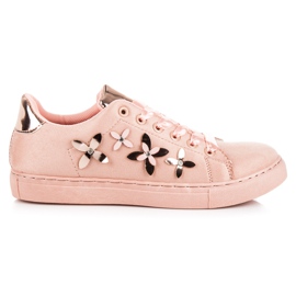 Baskets en daim avec ornements rose