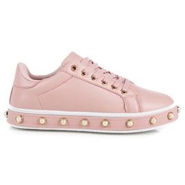 Baskets à la mode avec des perles rose
