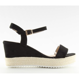 Sandales noires à talon compensé, espadrilles noires le noir