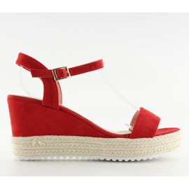 Sandales compensées rouges espadrilles R120P Rouge