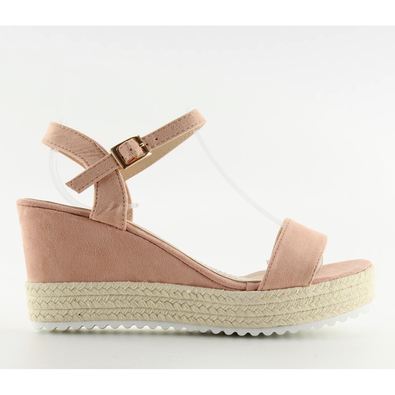 Sandales à semelles compensées, espadrilles roses