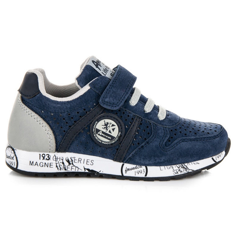 American Club Baskets avec bande élastique et velcro bleu