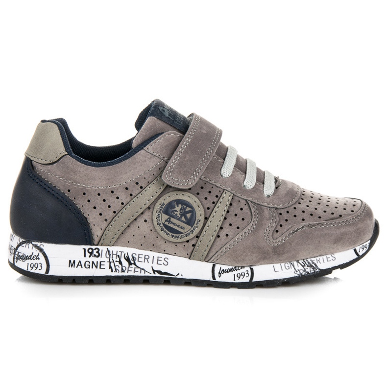 American Club Baskets avec bande élastique et velcro gris American Club Baskets avec bande élastique et velcro gris