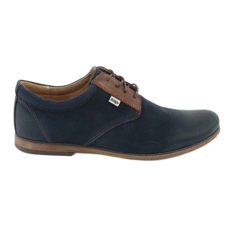 Riko Chaussures en cuir masculin 777 bleu marine