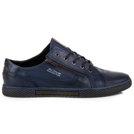 Polbut Baskets en cuir pour hommes bleu