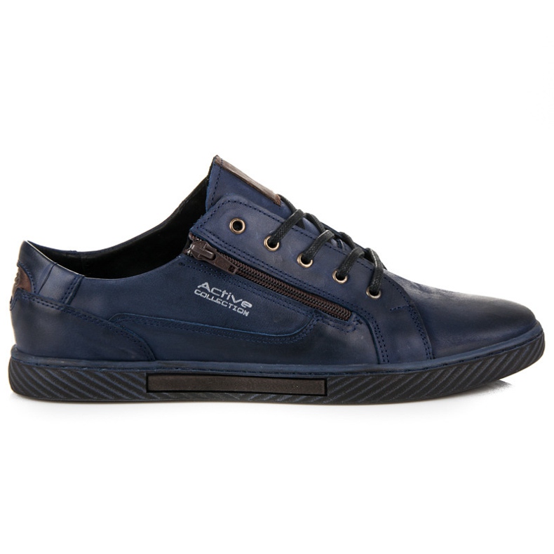 Polbut Baskets en cuir pour hommes bleu