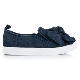 Slipons en jean avec nœud bleu