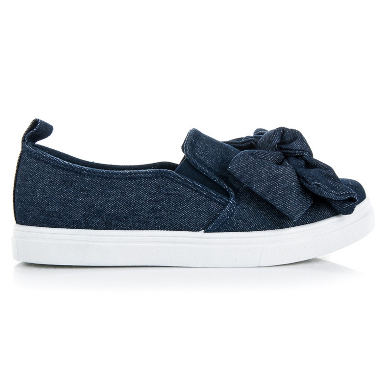 Slipons en jean avec nœud bleu