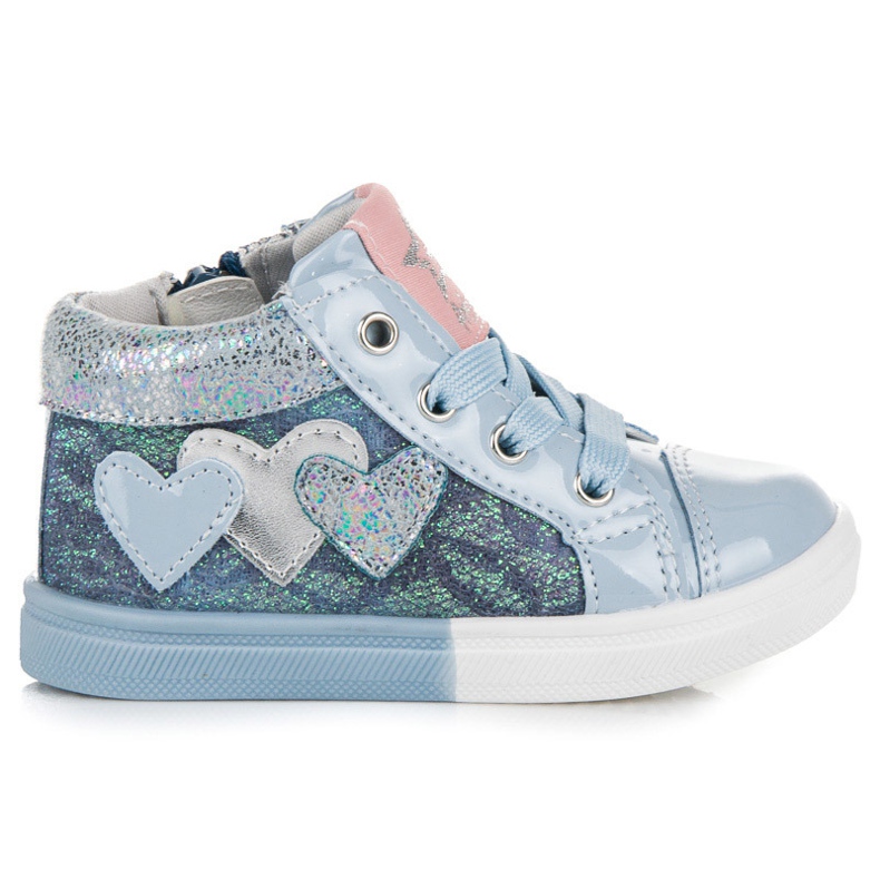 Baskets American Club avec coeurs bleu