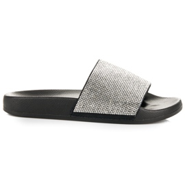 Chaussons avec cristaux gris