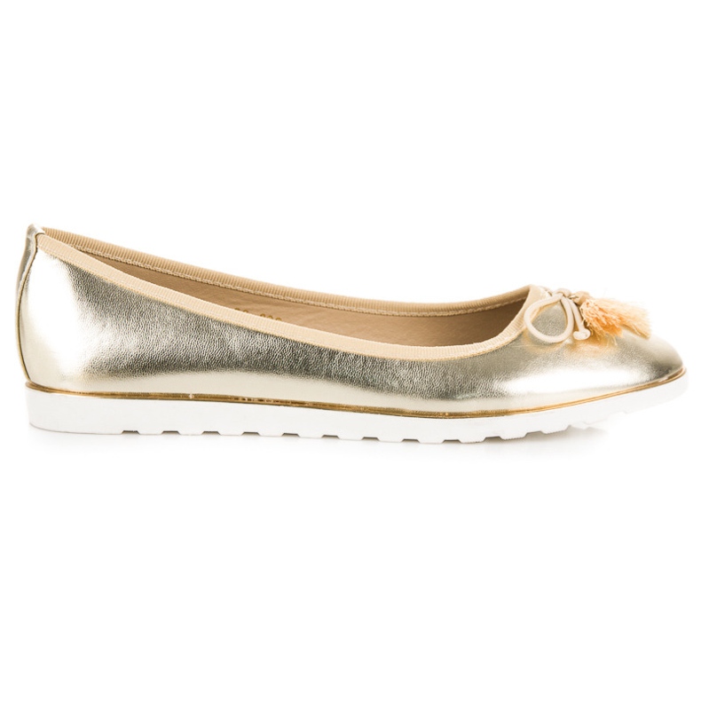 Bestelle Ballerines dorées à franges d'or