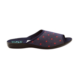 Chaussons femme à pois Adanex bleu marine rouge