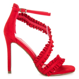 Seastar Sandales à talons hauts avec volant rouge Seastar Sandales à talons hauts avec volant rouge
