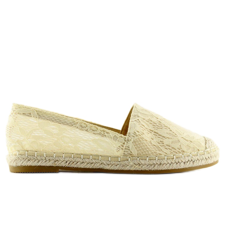 Espadrilles en dentelle beige BB15P Beige