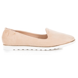 Vices de ballerines en daim à enfiler brun